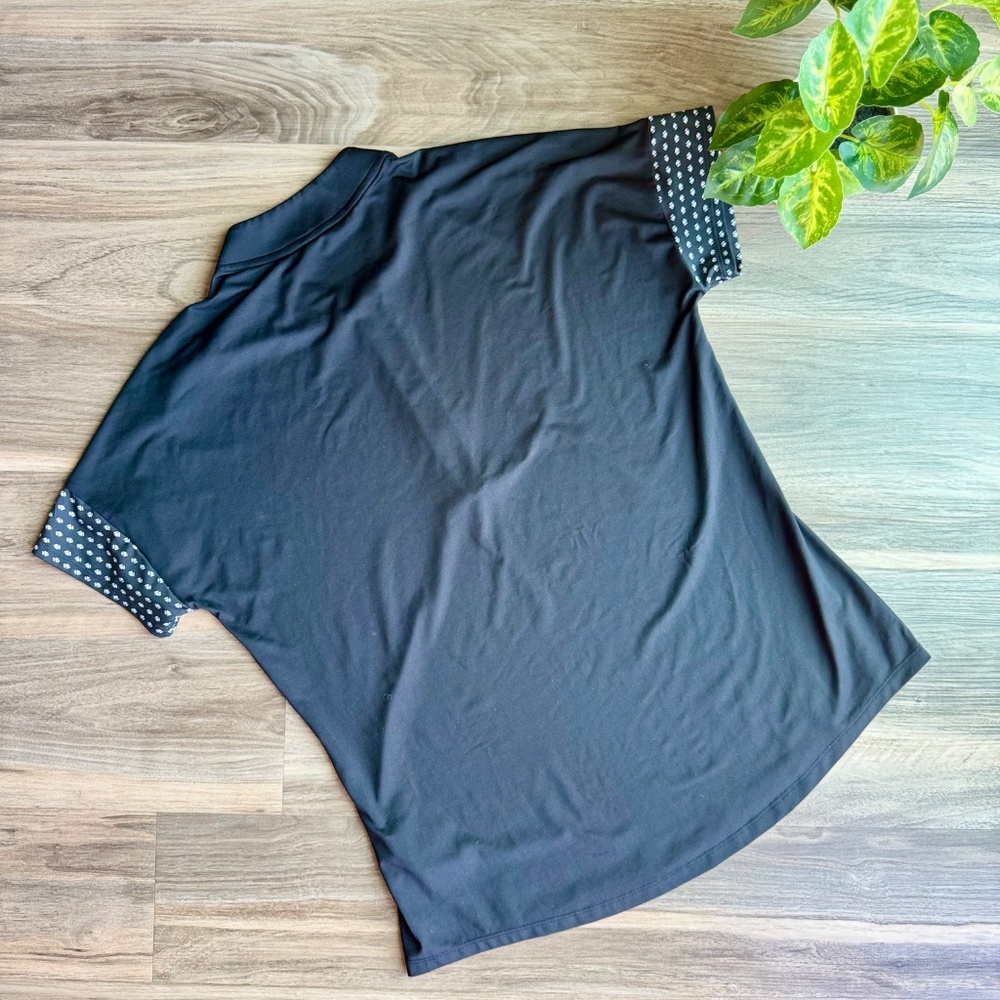 Adidas Ultimate 365 Printed Black Quarter-Zip Short Sleeve Golf Shirt Size L - Picture 13 of 14